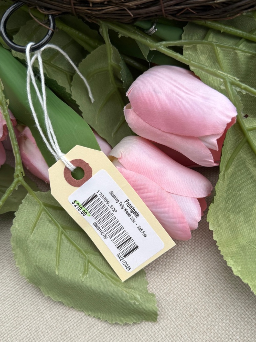 Grandin Road Pink Tulip Floral Wreath - NWT - Picture 7 of 16